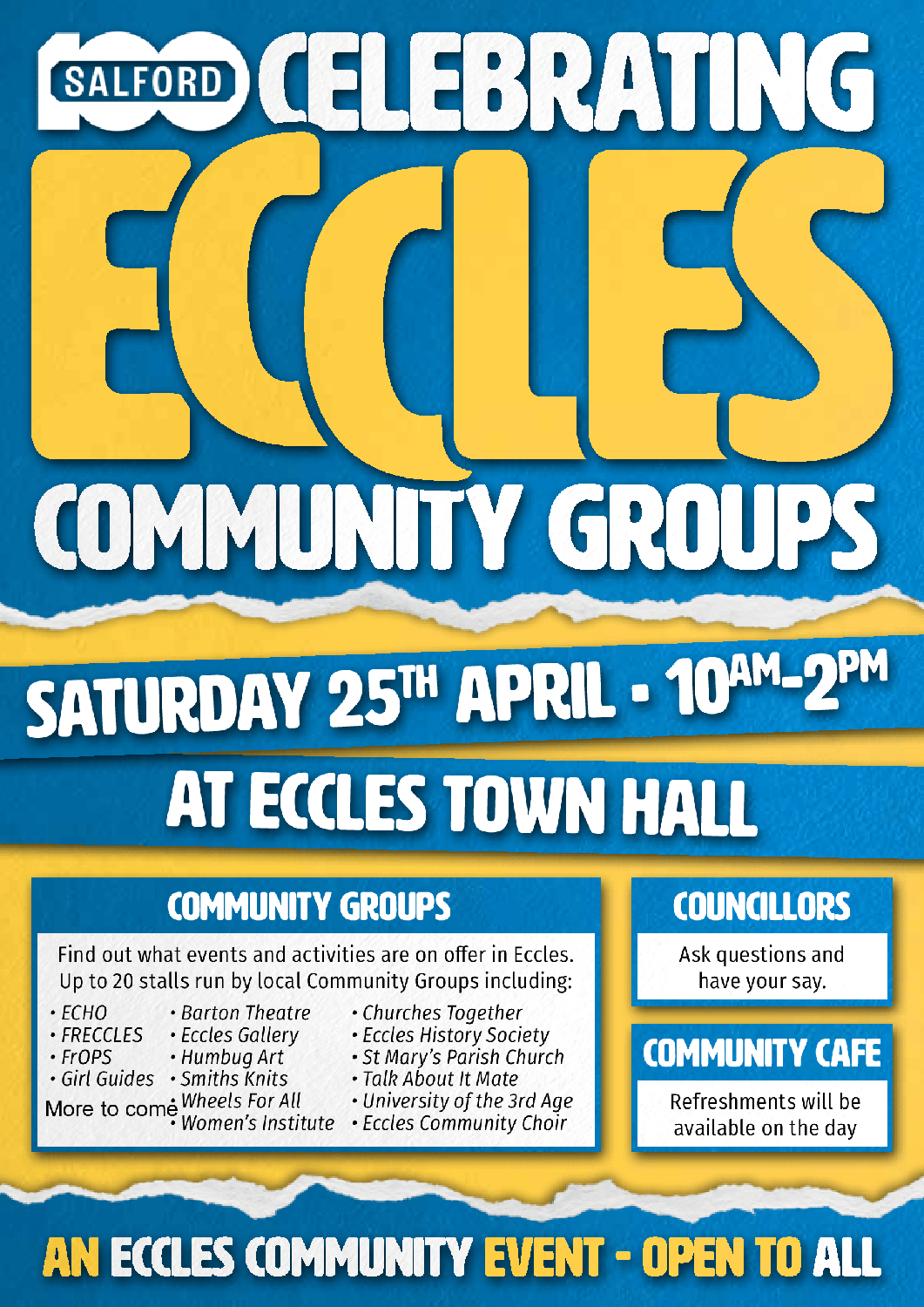 Eccles Community Groups event 25/4/26 10 till 2.