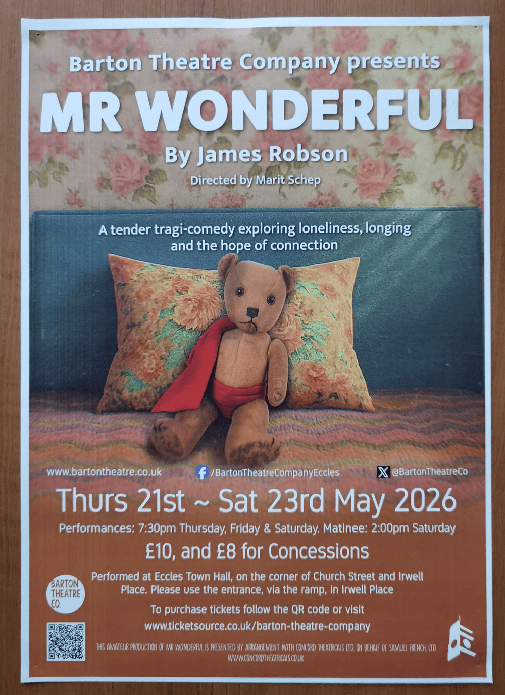 Barton theatre company 21st to 23rd may, "Mr Wonderful"