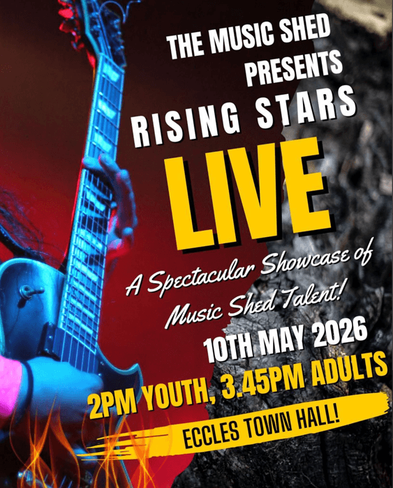 MUSIC SHED showcase 10/5/26 2pm youth, 3.45 adults.
