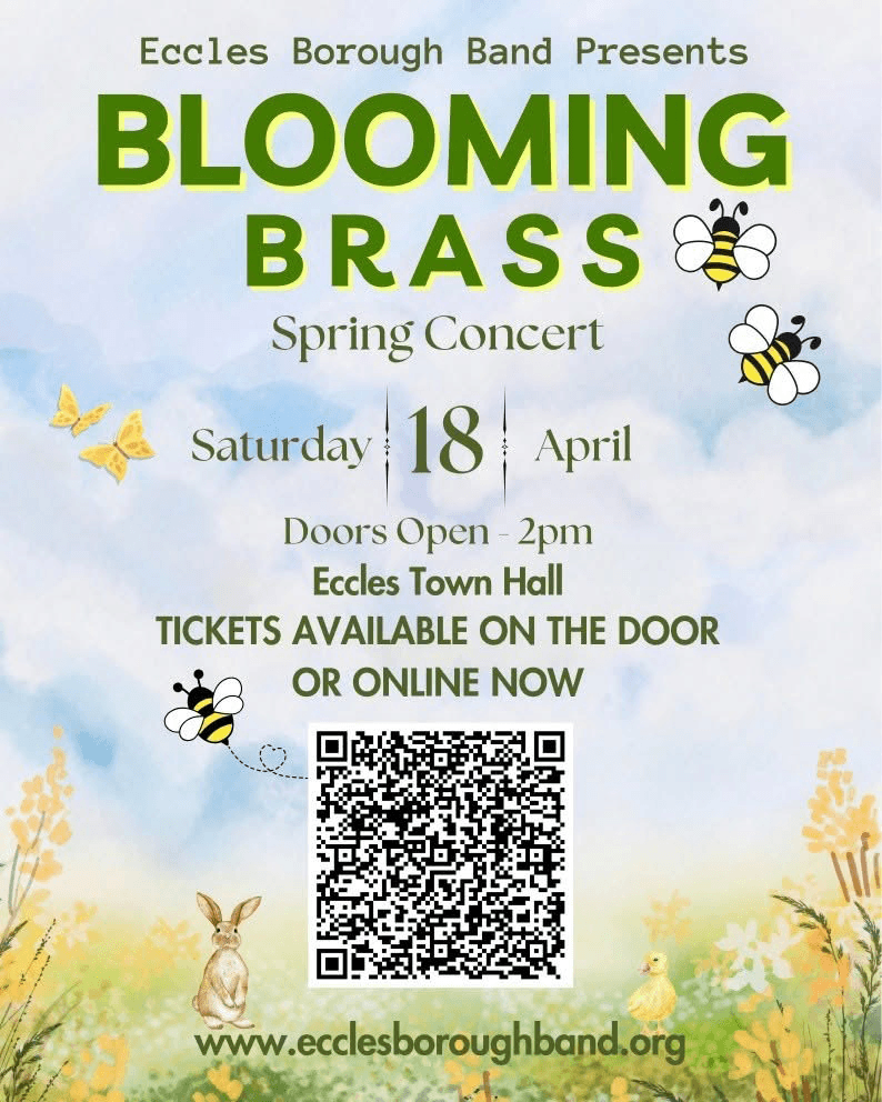Eccles Borough Band 18th April 2026 2.30pm poster