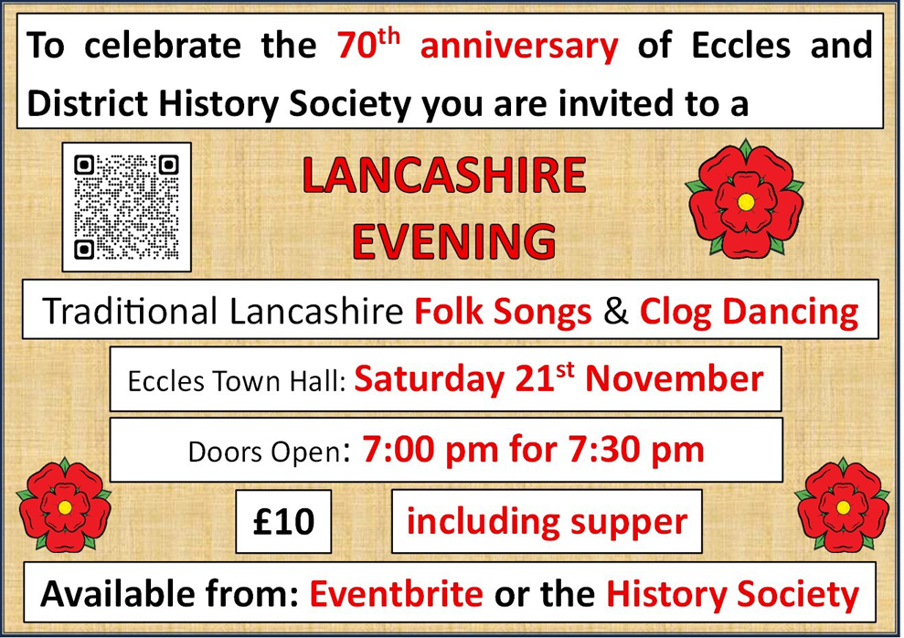 21/11/26. 7.30. Lancashire Evening (folk songs and Clog dancing, supper.