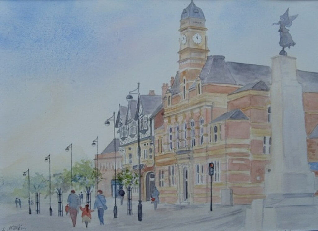painting of Eccles Town Hall